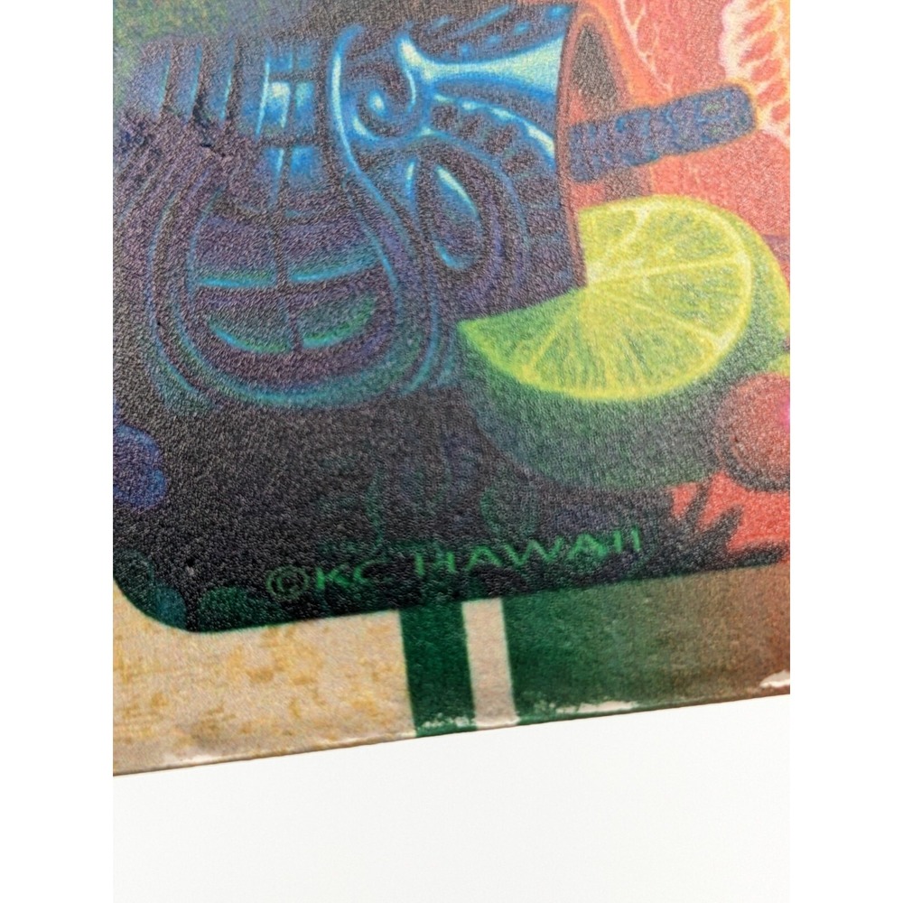 Cat Playing Ukulele Ceramic Coasters Set Aloha Hula Hawaii Tiki Bar Summer Party - Picture 5 of 8